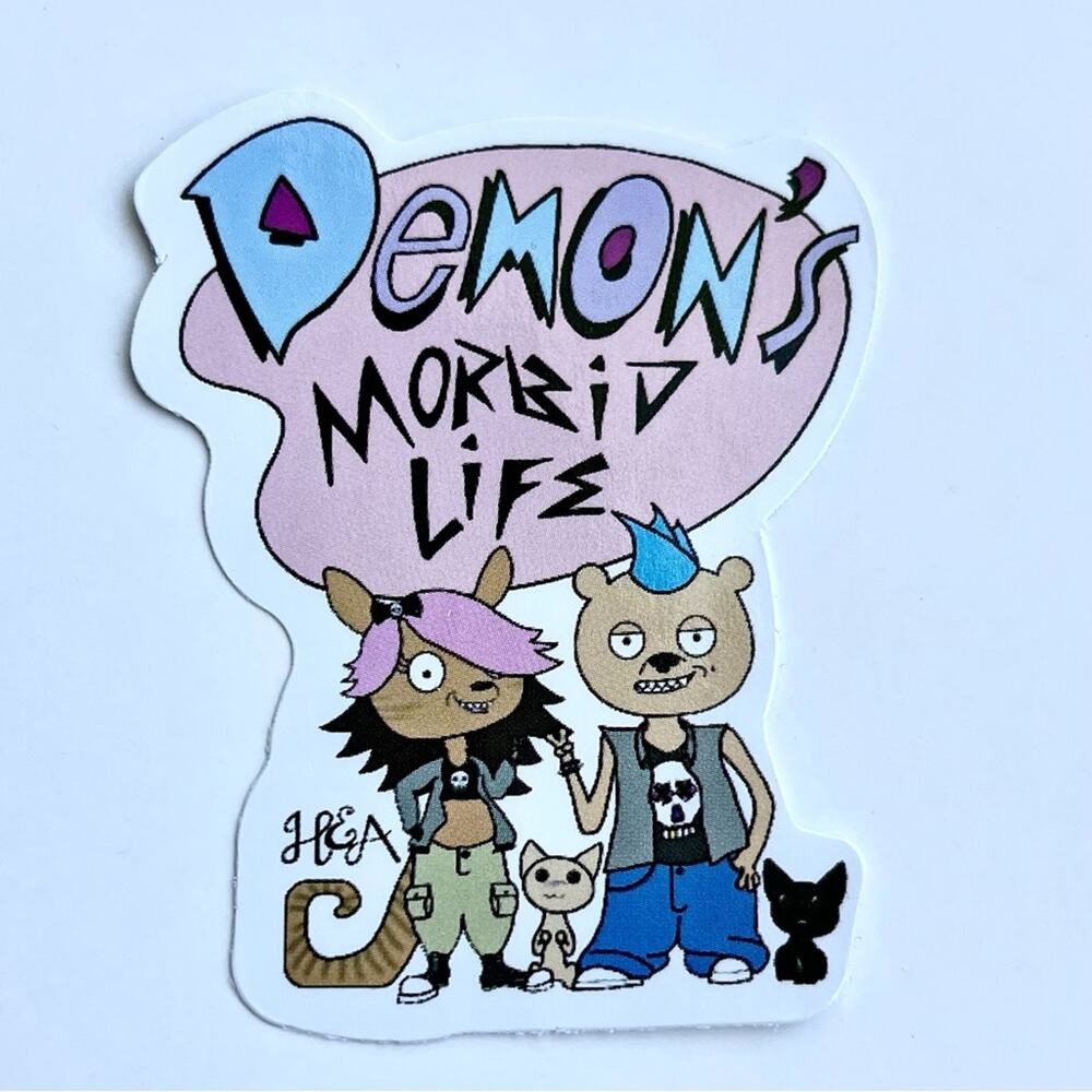 5/$10  90’s Vintage Cartoons Waterproof Vinyl Sticker Demon's Morbid Life